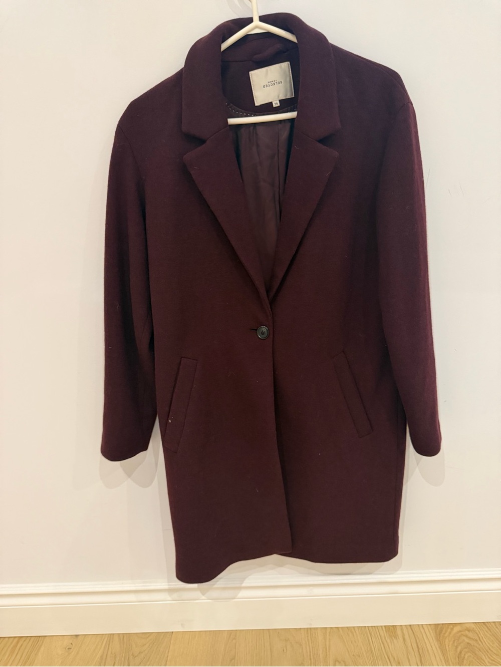 Selected Femme - burgundy coat - size 36